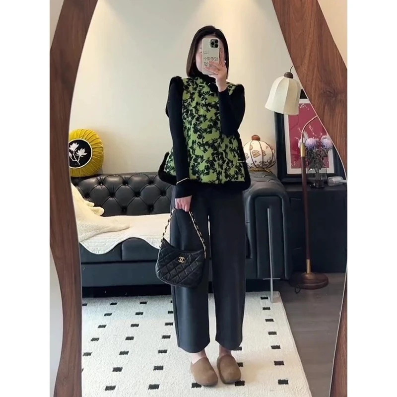 新中式别致加厚马甲2025年冬季新款超好看保暖复古国风印花上衣女