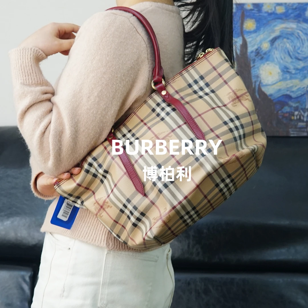 95新 BURBERRY/博柏利 巴宝莉/格纹单肩包/FYHD02624046/4046