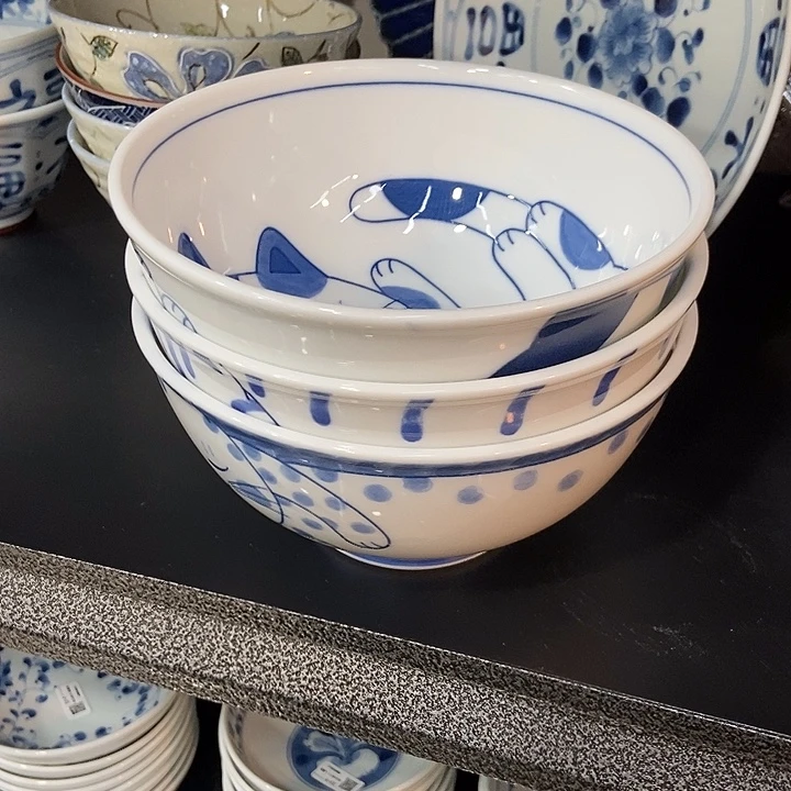 新***壹瓷片日本进口福猫面碗三只