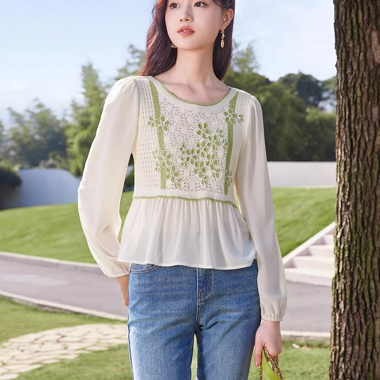 【直播专享】N841242毛针织衫 香影假两件针织拼接上衣女秋季新款