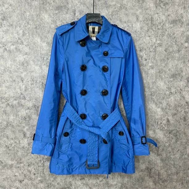 95新 BURBERRY/博柏利 蓝色风衣外套 微瑕