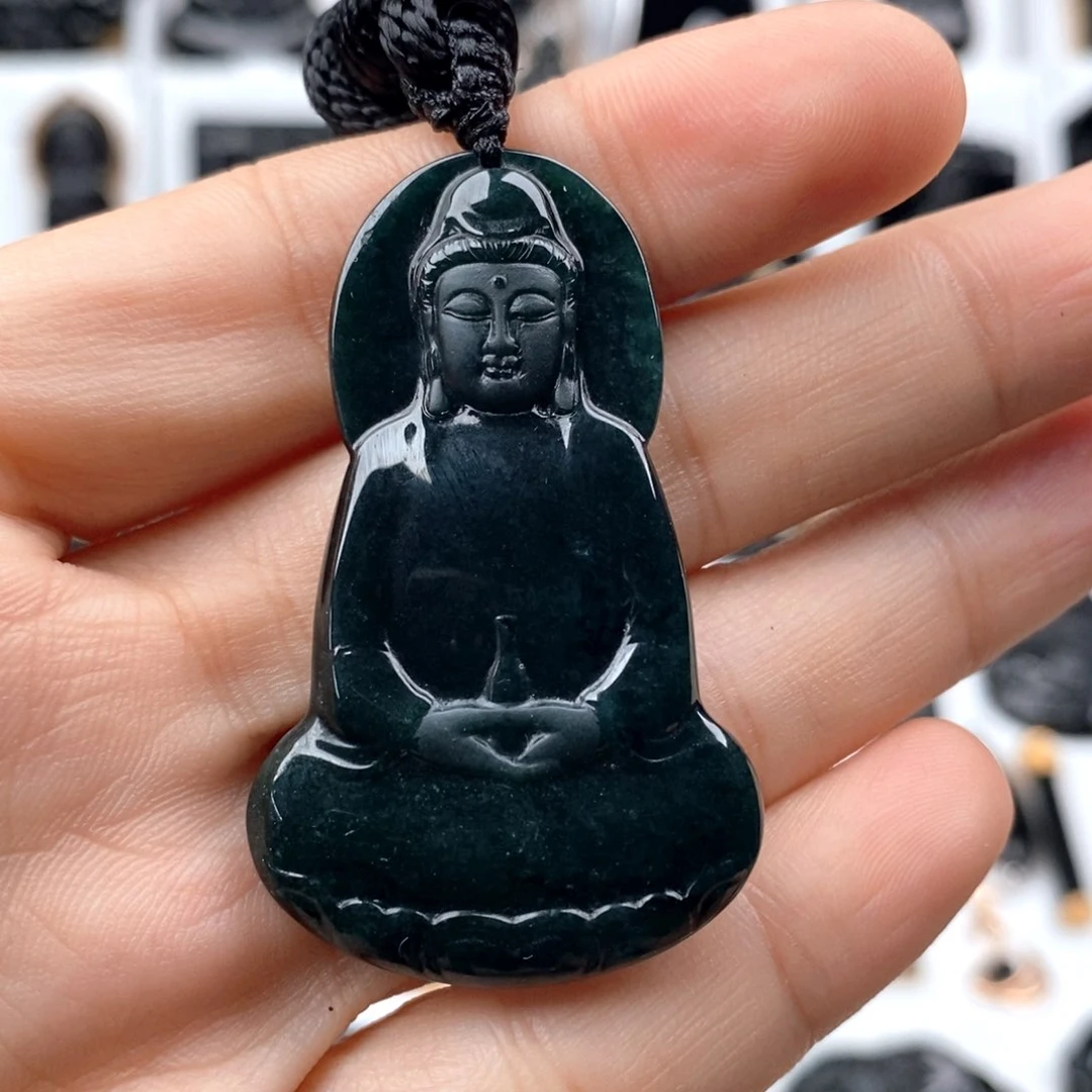 颈饰未镶嵌翡翠素衣观音