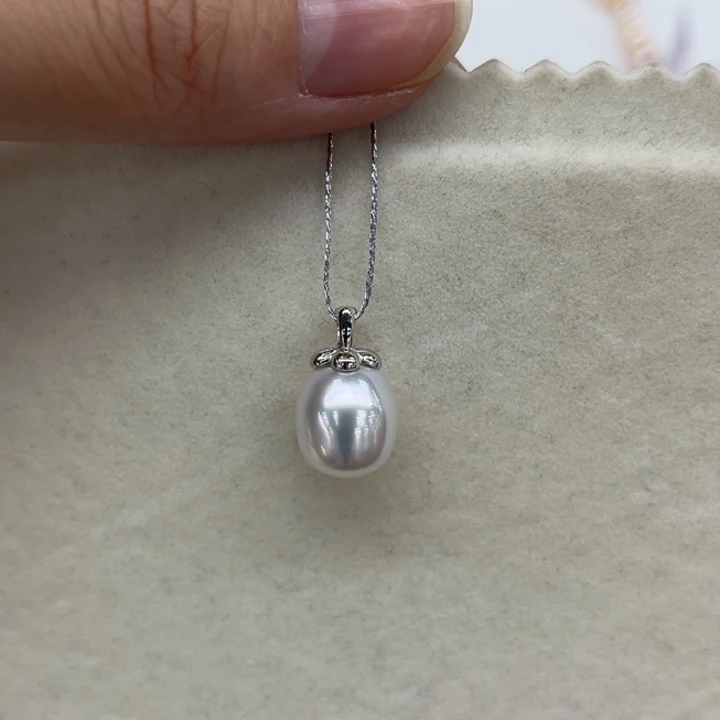 银S925镶嵌耳饰海水珍珠10-11m 88号