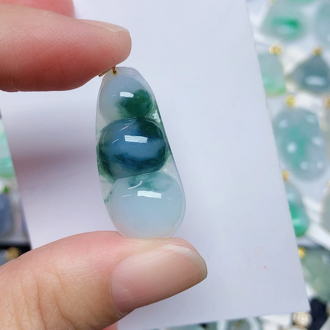 翡翠18K金镶嵌颈饰345567