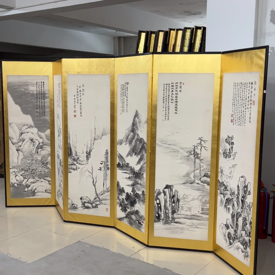 绘画屏风框画茶空间设计