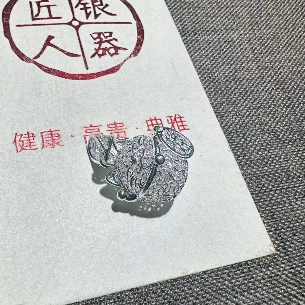 吊坠足银 足银花丝工艺（招财猫）吊坠精致高级