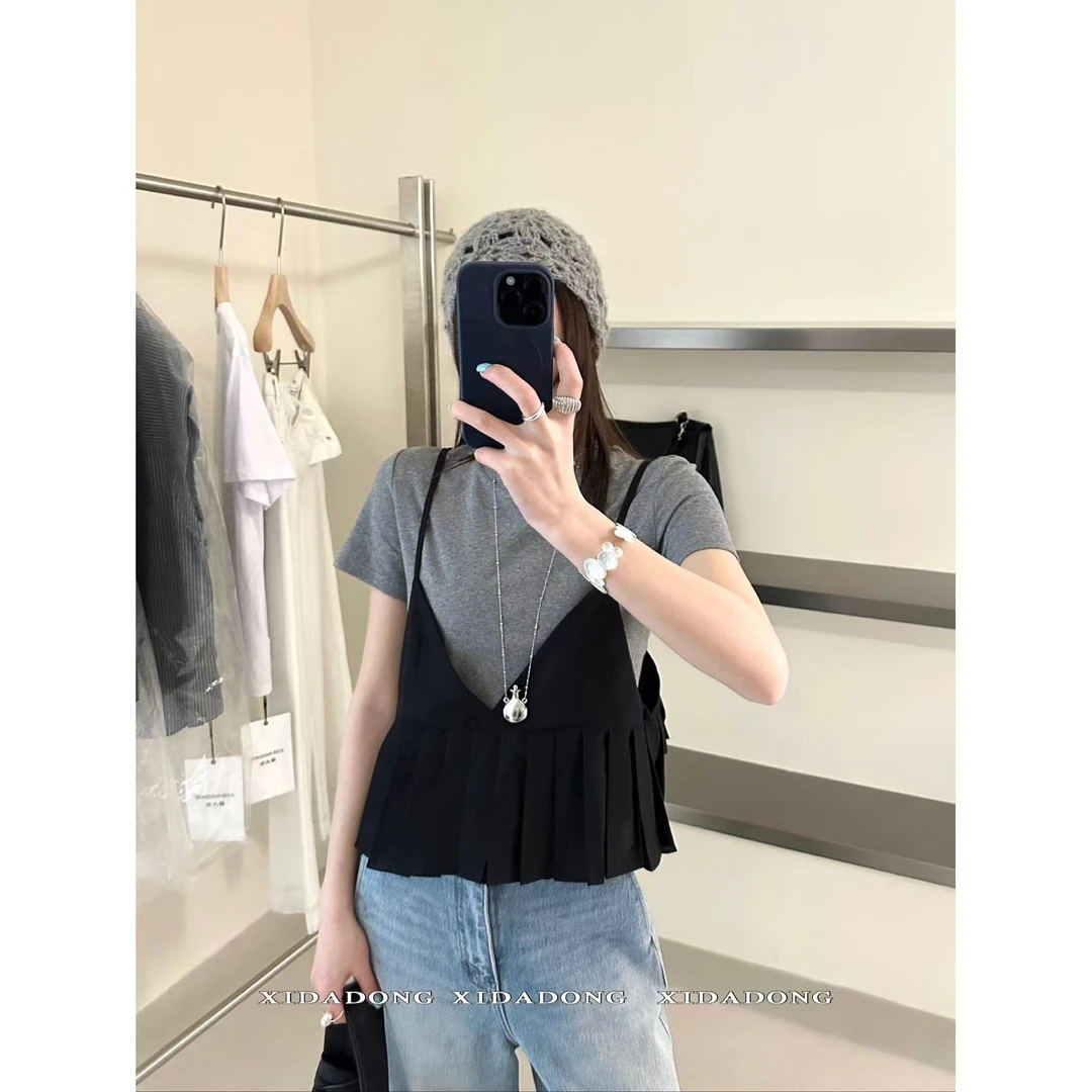 5622#喜大东#韩系气质洋气真两件T恤上衣（福利）