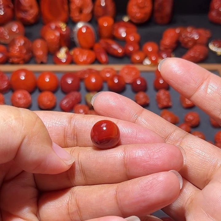 南红玛瑙未镶嵌配饰火焰纹圆珠13mm