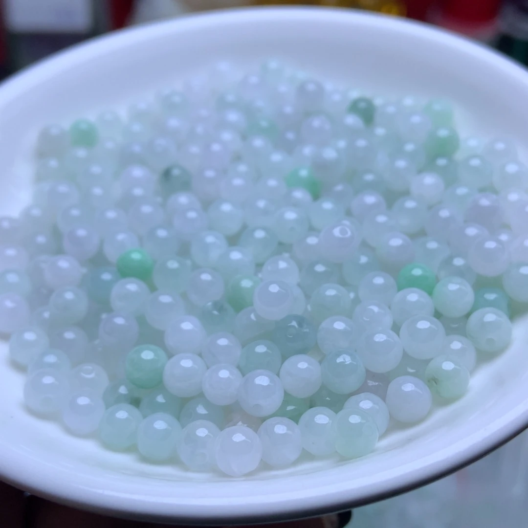 未镶嵌手链翡翠卡5.2冰珠子100个微瑕清