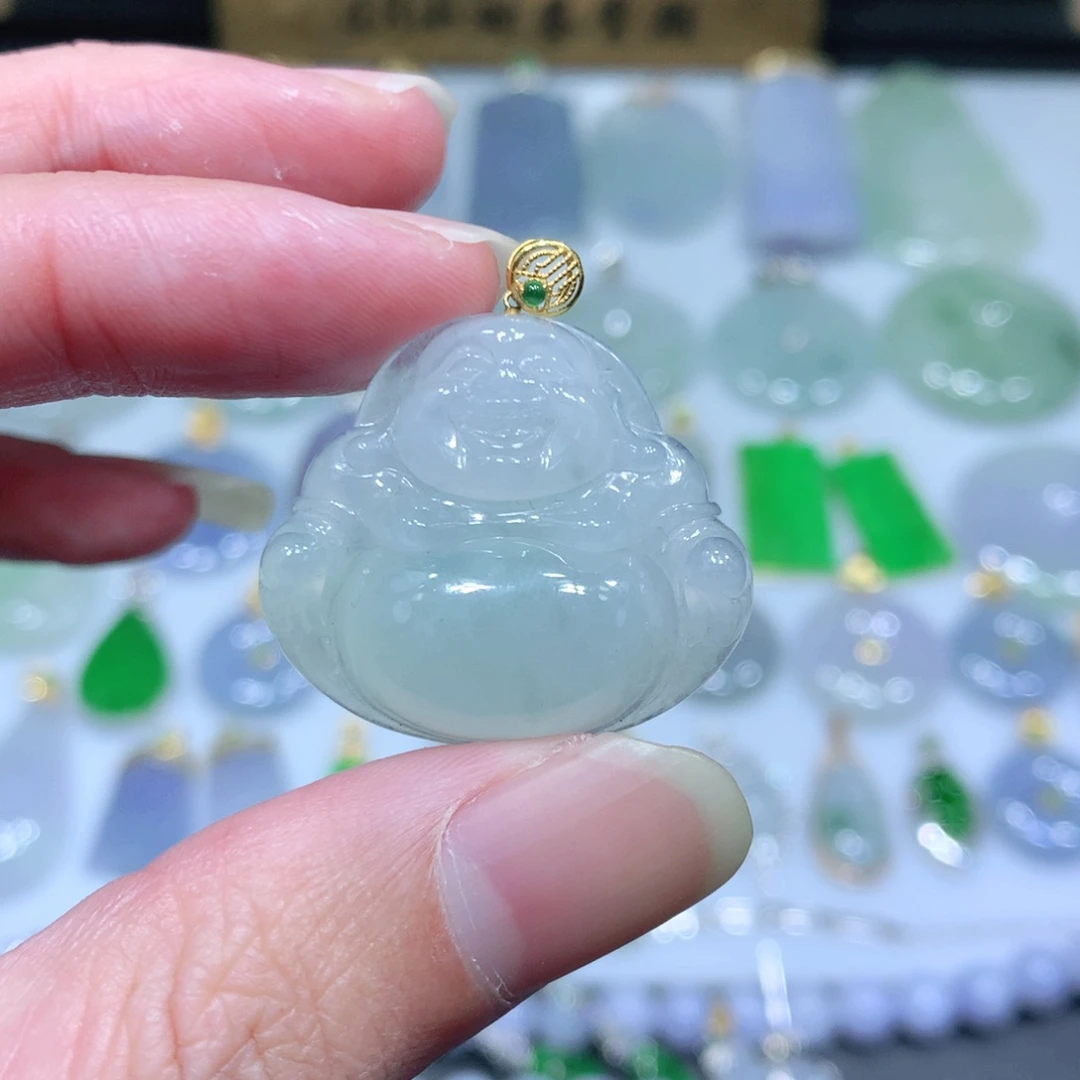 翡翠吊坠(不含链)18K金镶嵌