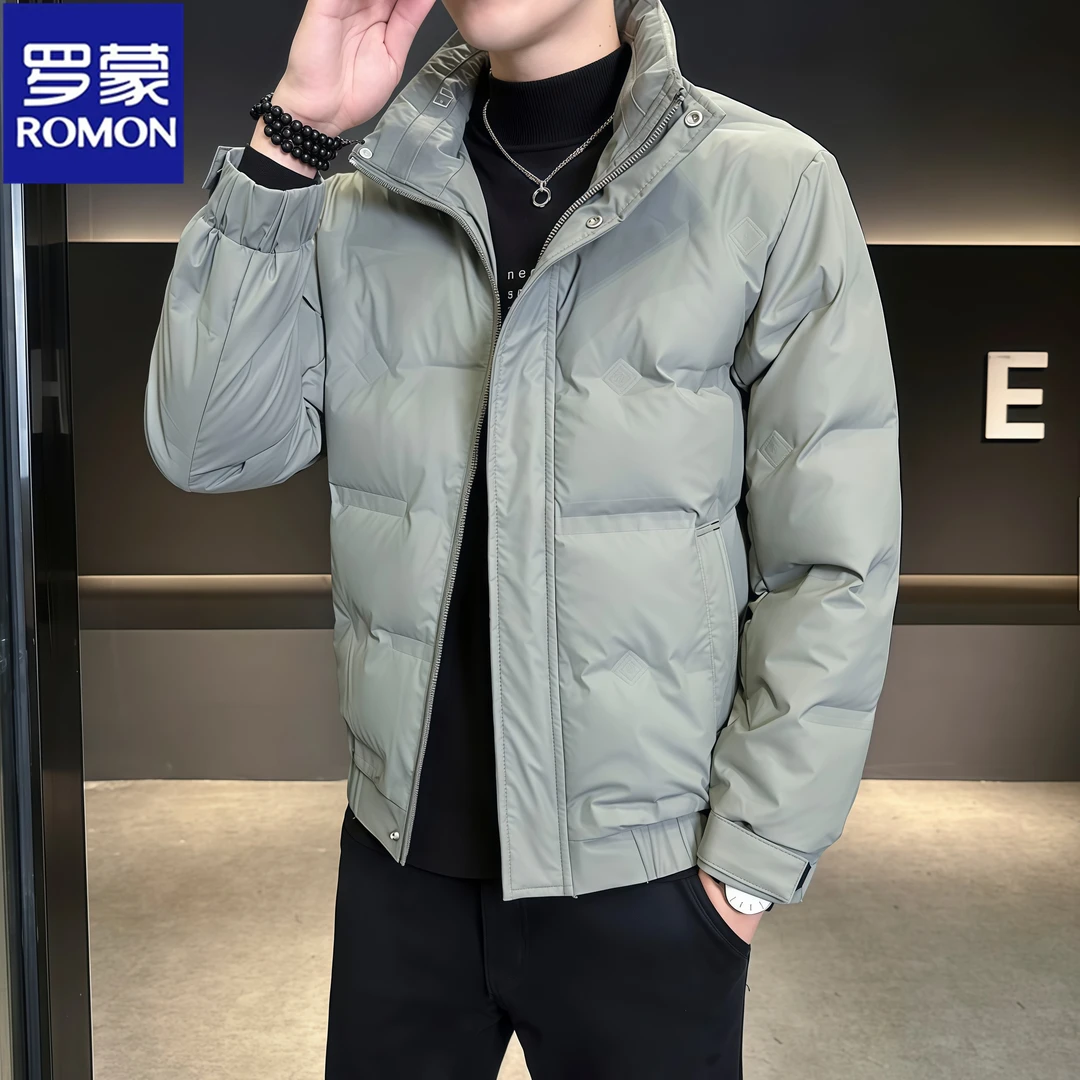 Romon/罗蒙时尚青年免洗轻薄羽绒服新款冬季立领保暖男士防寒外套
