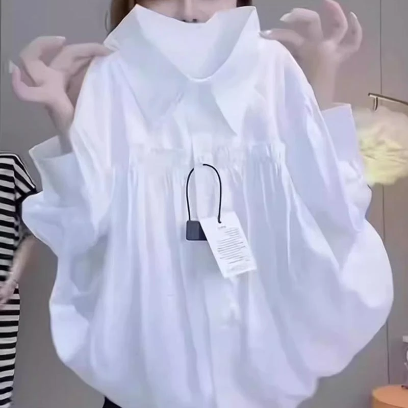 2025年早春秋季新款长袖女衬衫上衣设计感大码时尚百搭通勤小个子