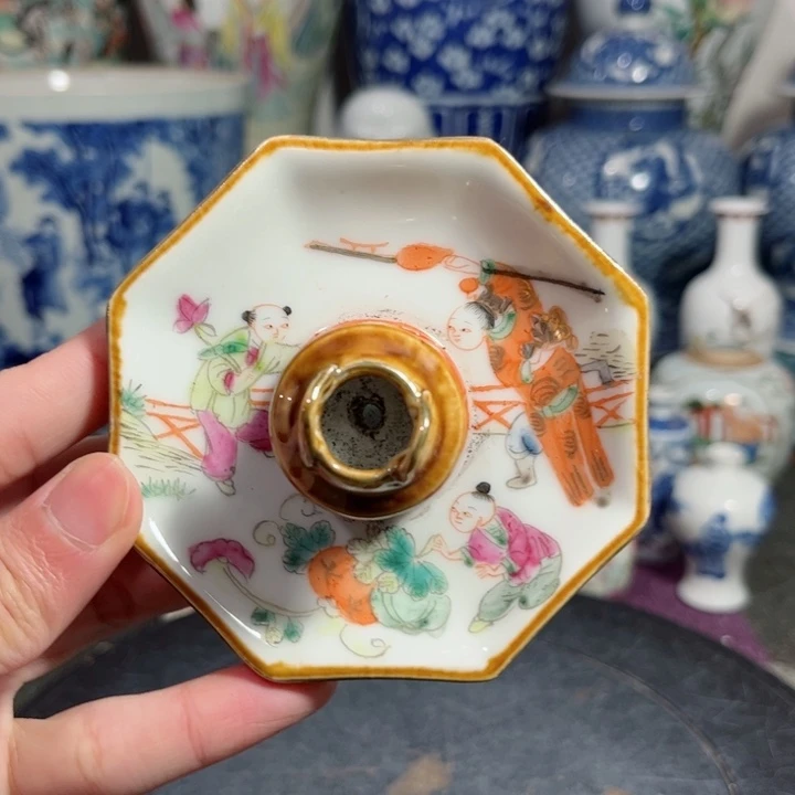 摆件粉彩人物八方香插