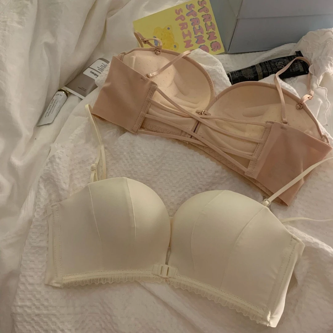 维多家前扣大漏背美背无痕防滑无肩带聚拢小胸显大立体圆圆胸