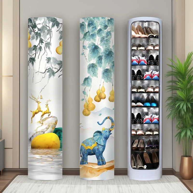新款简约立式圆柱体旋转鞋柜装饰柜中式玄关隔断大容量储物收纳柜