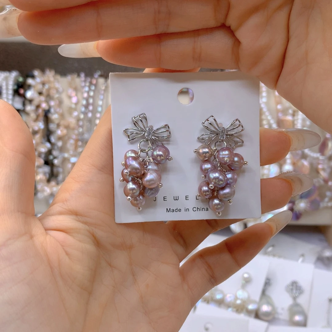 淡水珍珠耳饰银S925镶嵌