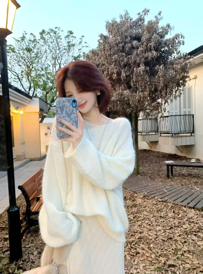 【芝士Cheese】甜砂絮语 秋季镂空圆领松弛感温柔宽松毛衣
