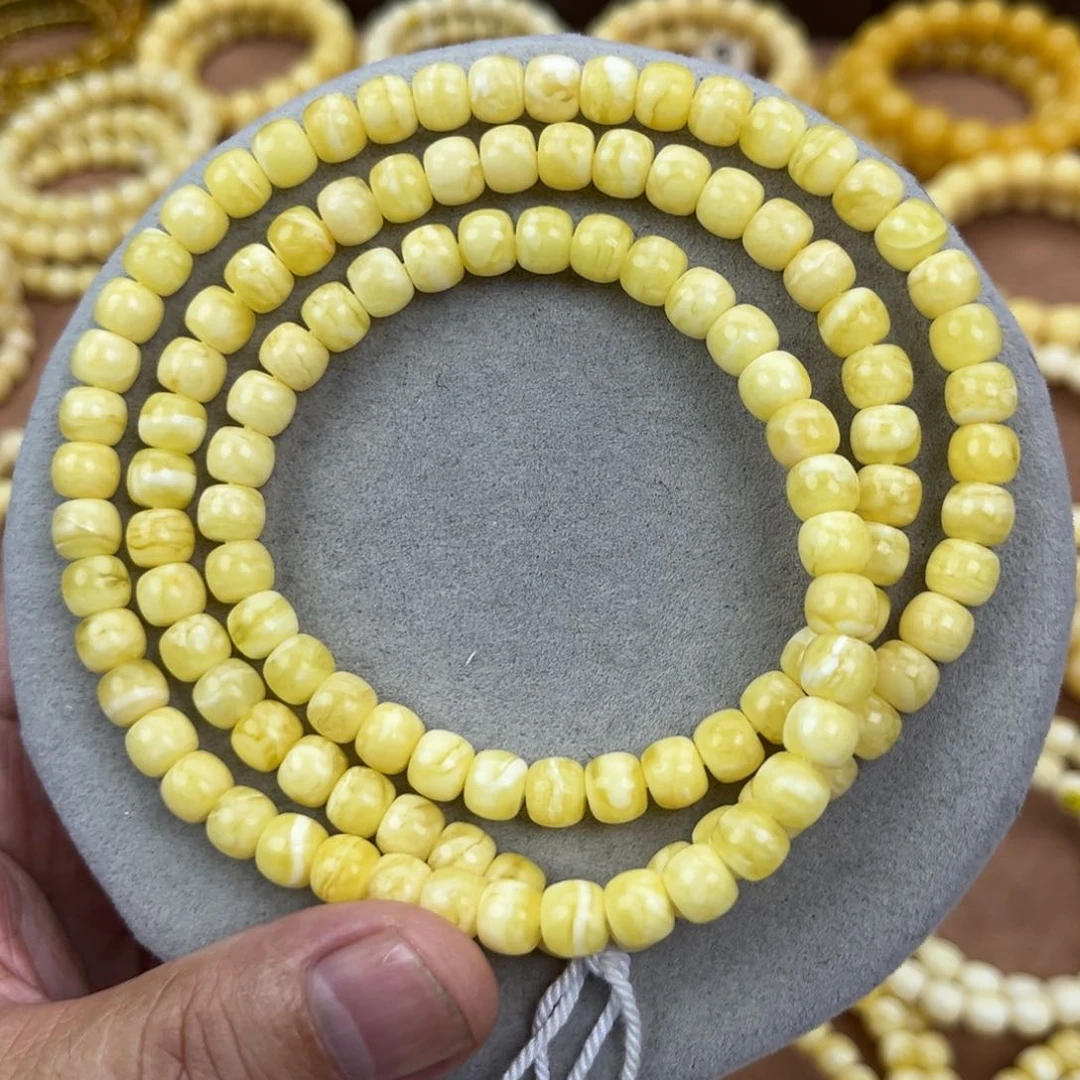 未镶嵌颈饰蜜蜡纯天然俄料瓷白花虎皮7.5*6.5