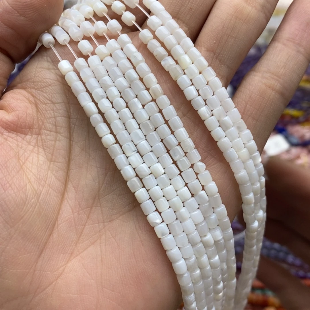 未镶嵌玛瑙/玉髓珠宝半成品一条天然3.6mm淡水贝壳鼓珠