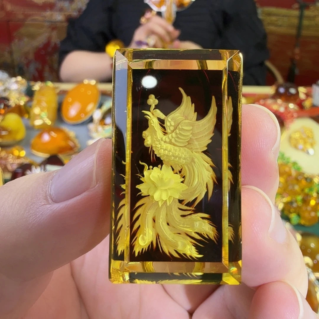 琥珀银S925镀金镶嵌戒指