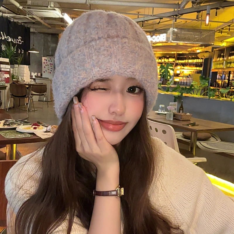 朵澜秋冬厚实保暖抗风针织帽包头护耳骑车毛线帽子女韩版大头围