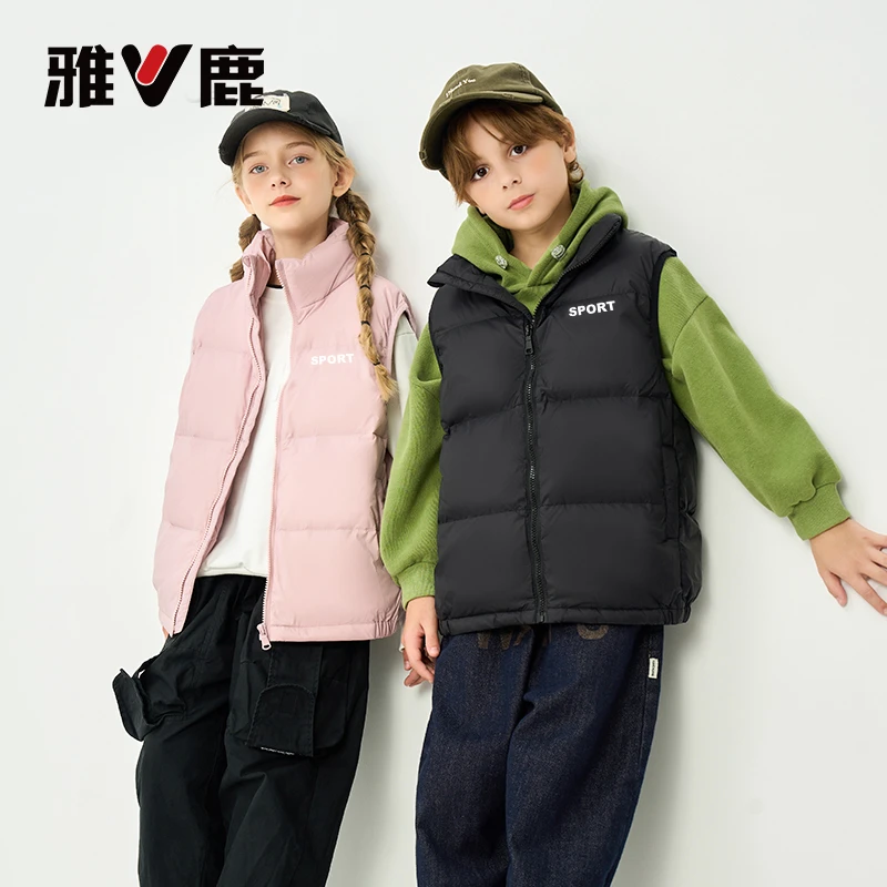 儿童羽绒马甲女童立领加厚羽绒马甲男童羽绒马甲内胆外穿秋冬季