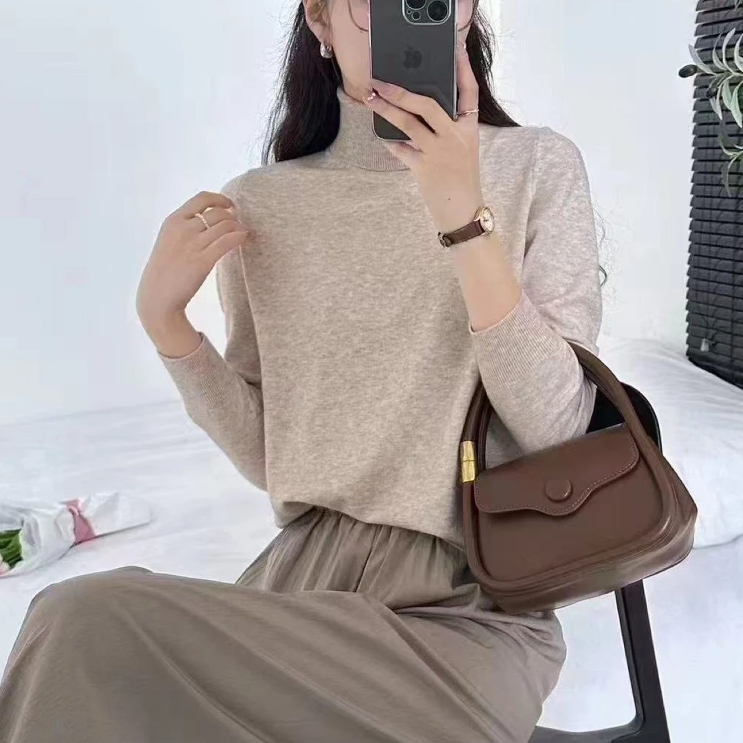 【柏澜慧琳】加绒加厚款毛衣毛针织衫纯色不起球秋冬慵懒风针织衫