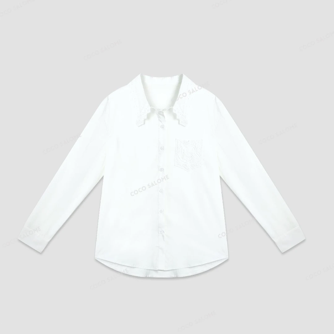 安安推荐【蕾丝衬衫】100棉蕾丝刺绣休闲衬衫BW25C51007-CS