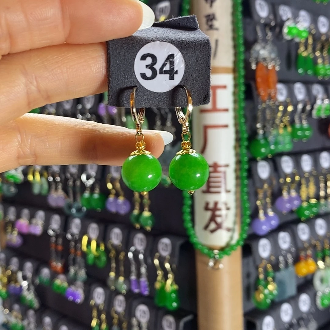 银S925镶嵌翡翠耳饰34