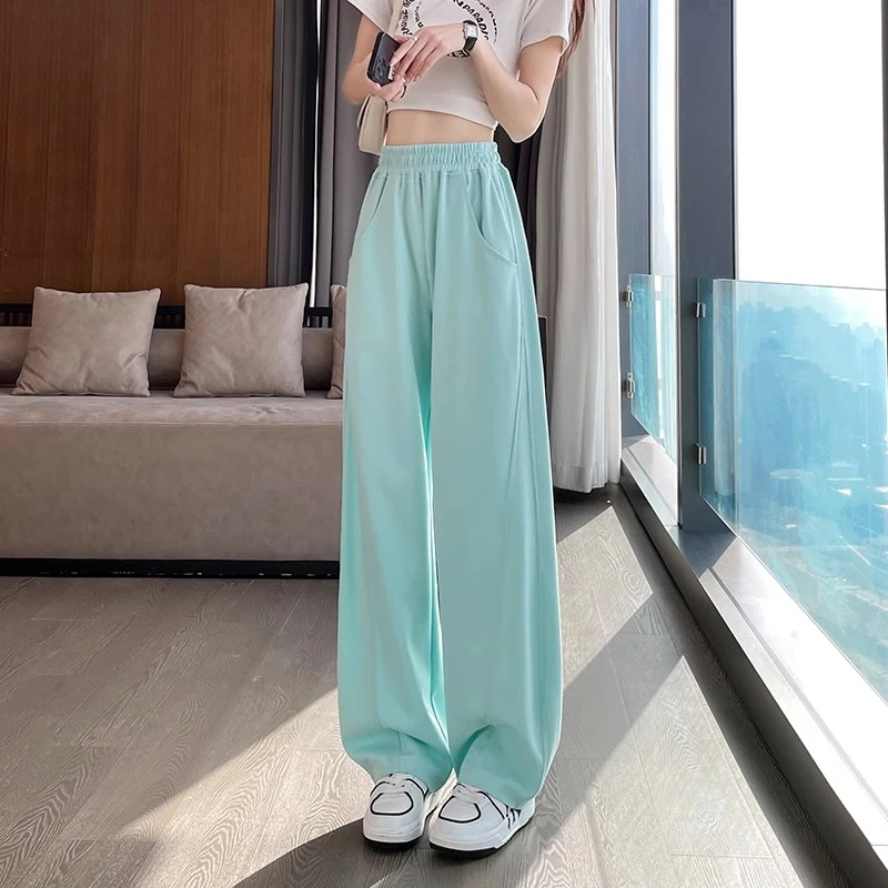 运动阔腿裤女2025春秋新款高腰显瘦垂感休闲香蕉裤窄版直筒卫裤子