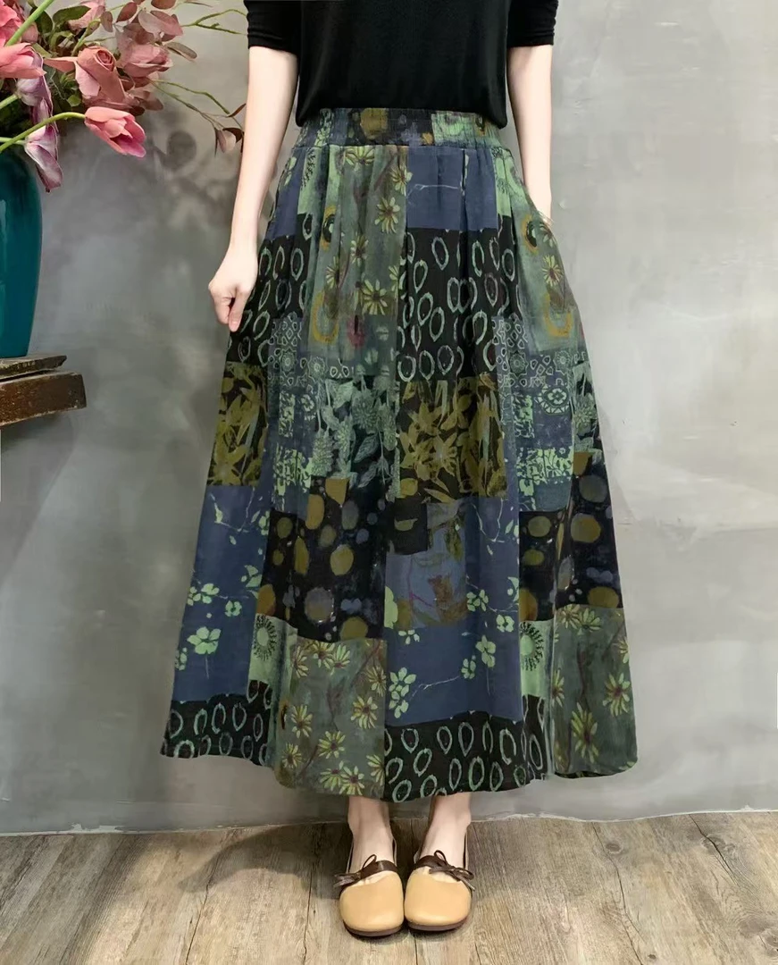 棉麻显瘦百搭印花裙