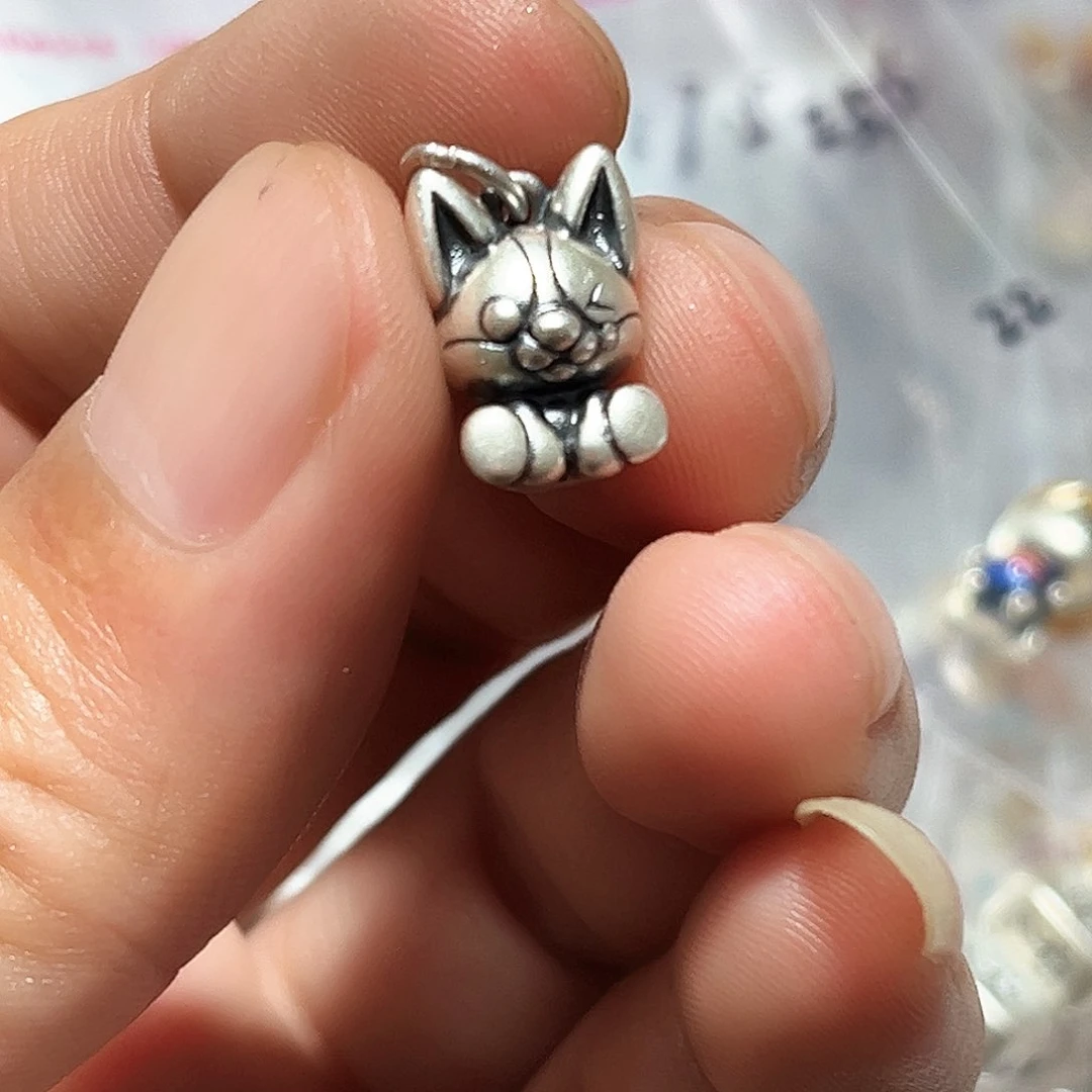 珐琅足银小狐狸小吊坠