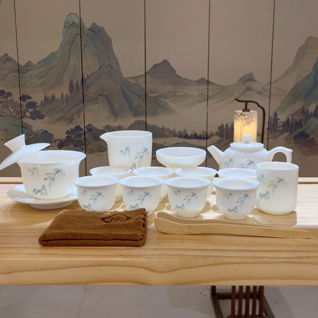 【都彩】高山流水羊脂玉瓷16头