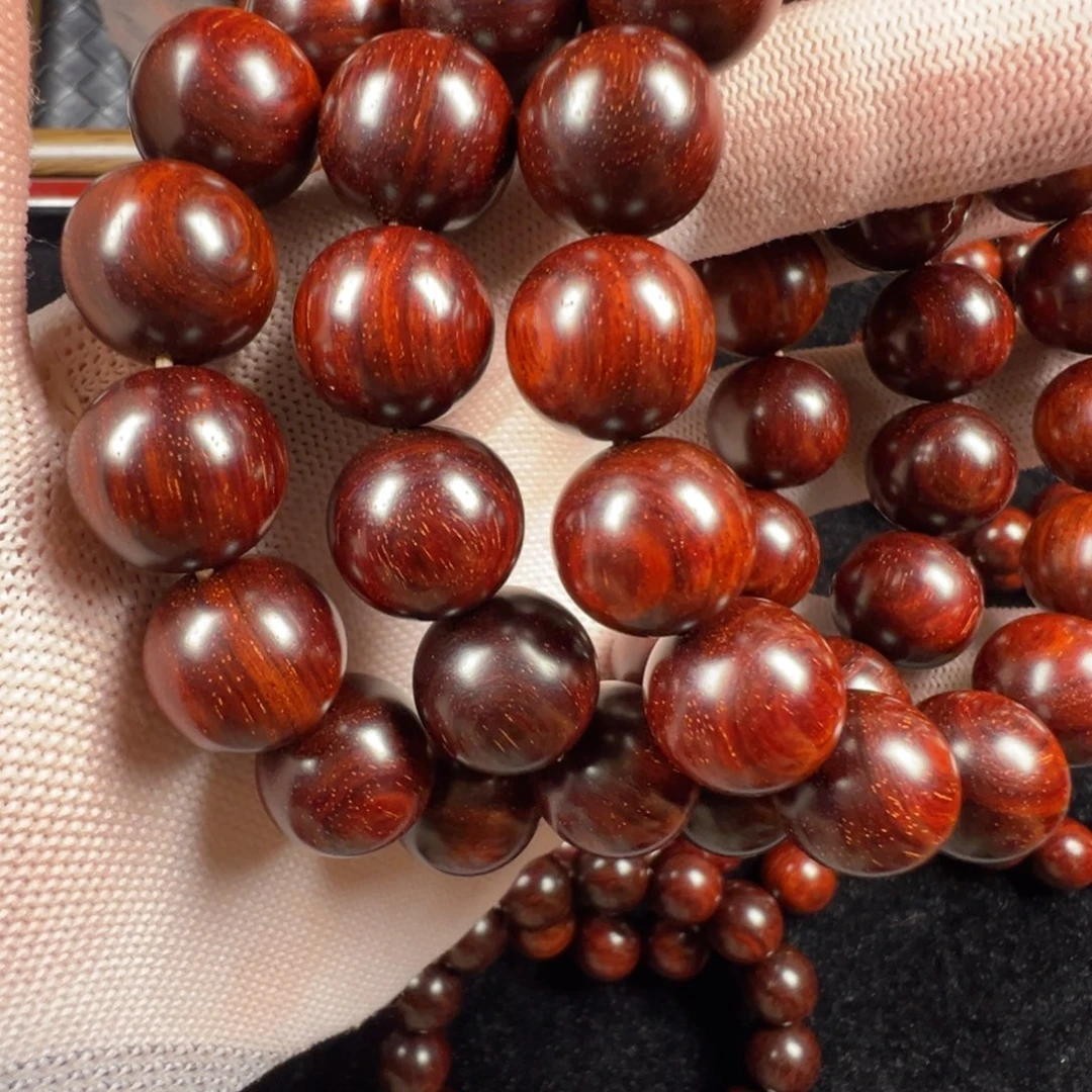 小叶紫檀手串/手链1.5帝王级果冻泥鳞底金星圆珠