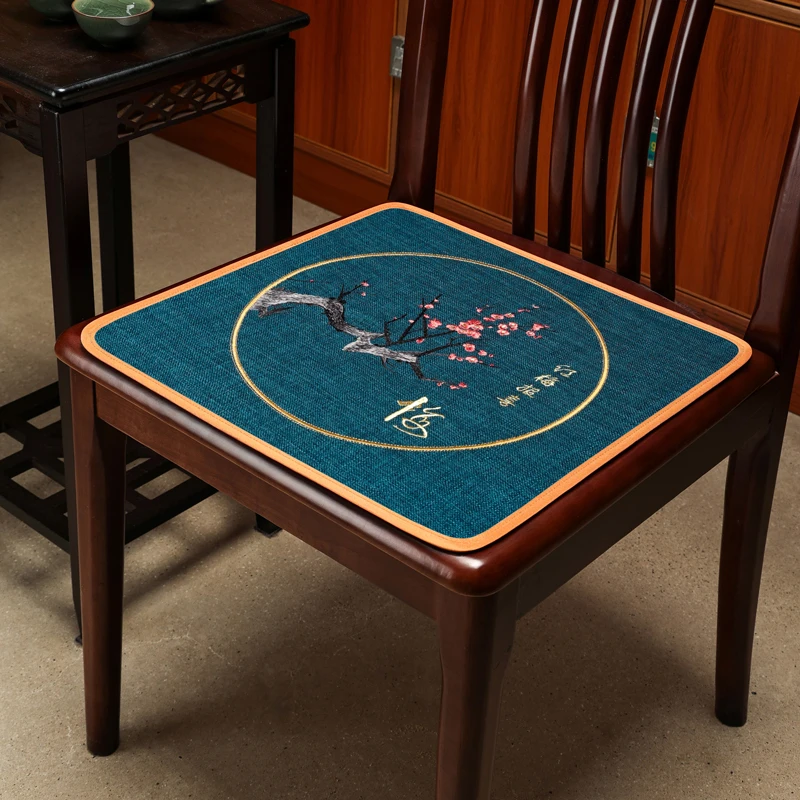 中式红木沙发巾实木餐椅坐垫防滑便携薄款棉麻椅子餐椅垫定制微瑕