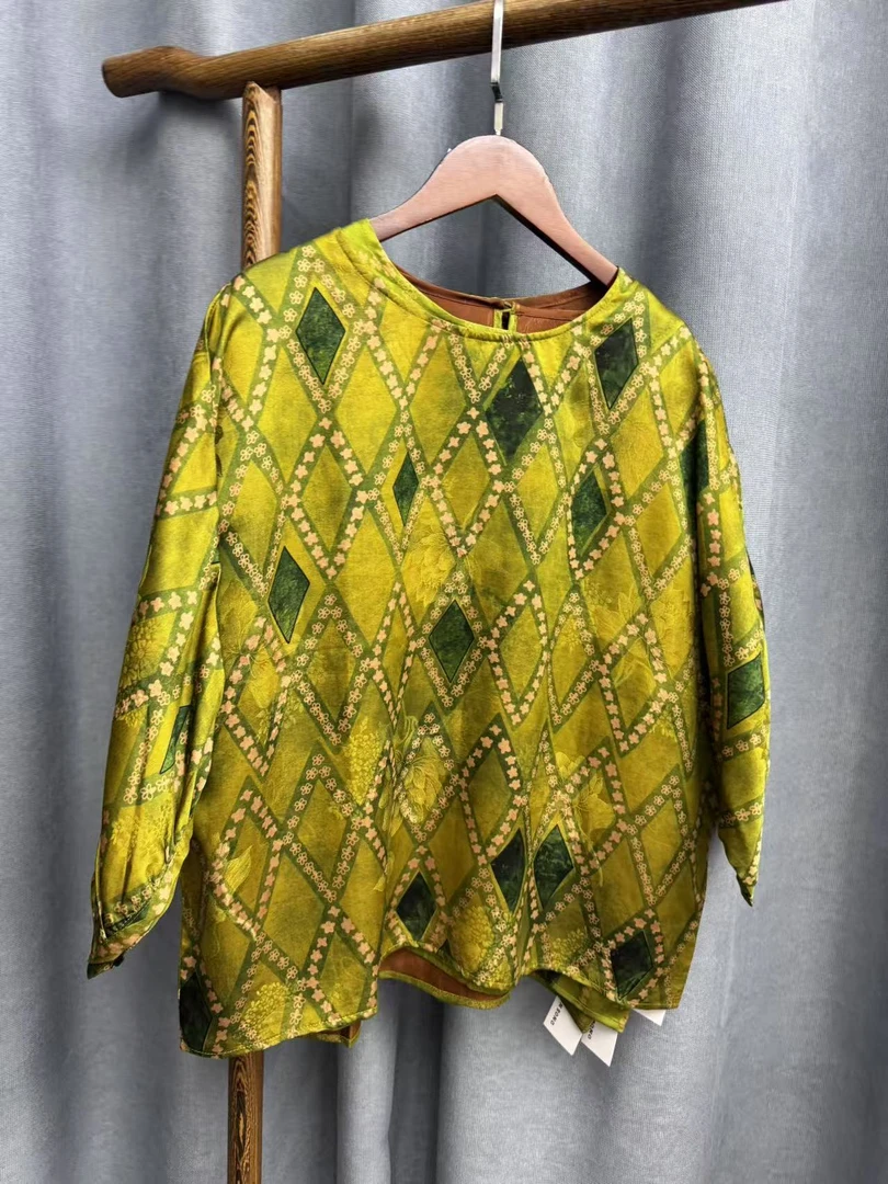 （瑕疵）2025新款时尚休闲香云纱圆领上衣w573