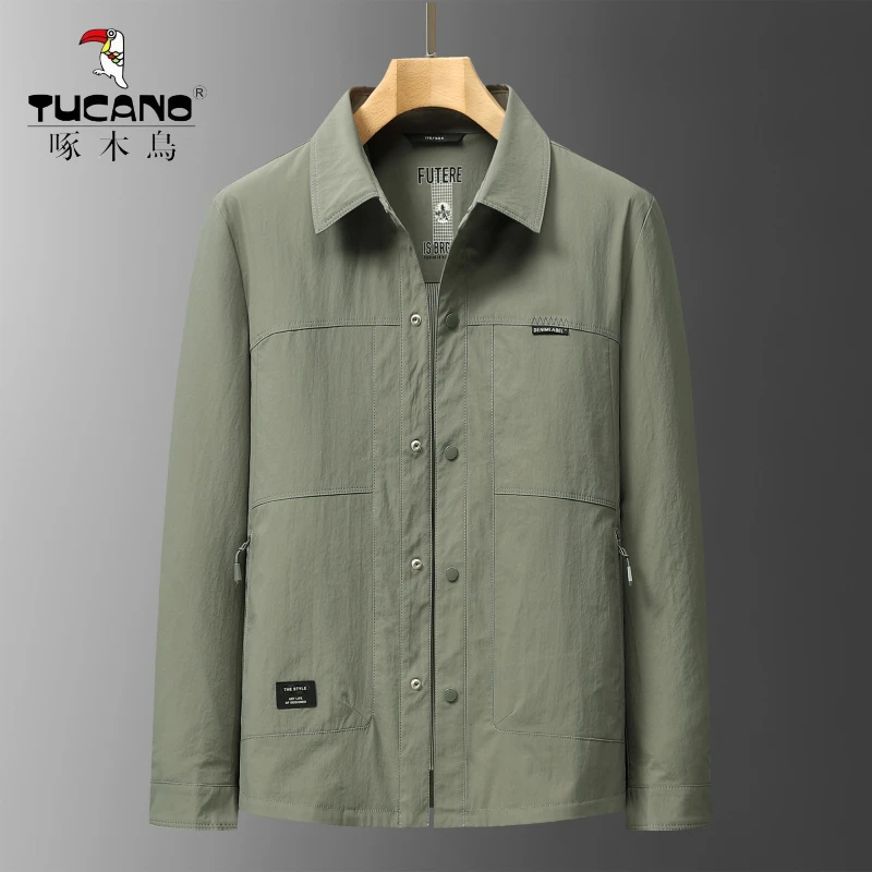 TUCANO/啄木鳥男士春季翻领夹克外套男中年休闲时尚简约商务纯色