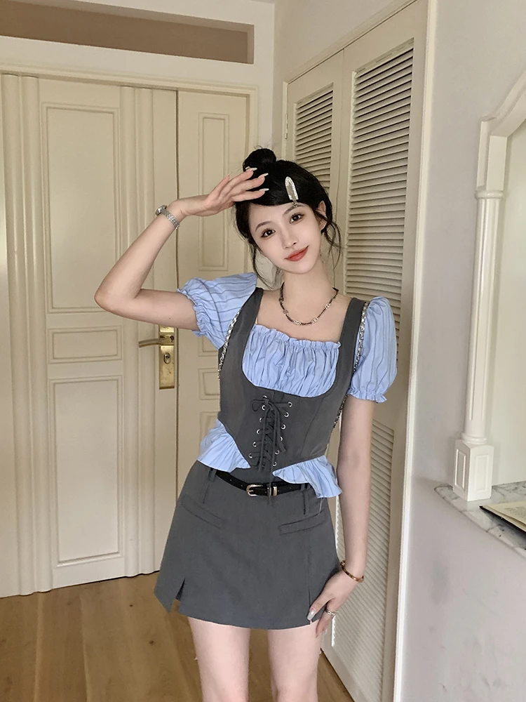 4255（单裤裙，无腰带）大码女装时尚简约通勤风格设计短款裙裤2728