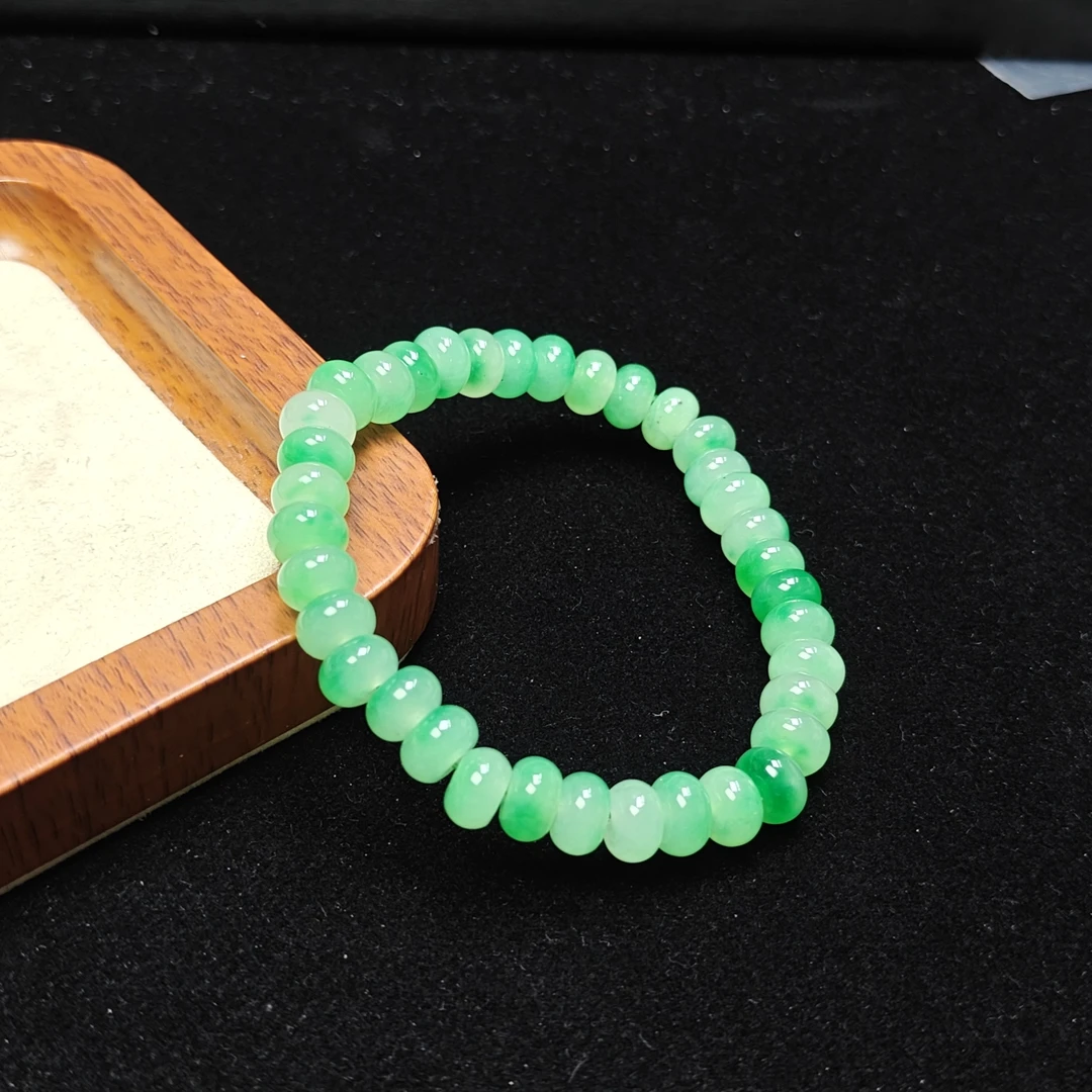 [停业清货]冰绿色飘花8m算盘珠手串-359-多样性发一