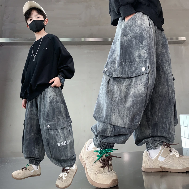 男童休闲裤春秋款2025新款中大童儿童裤子秋季工装裤宽松长裤潮装