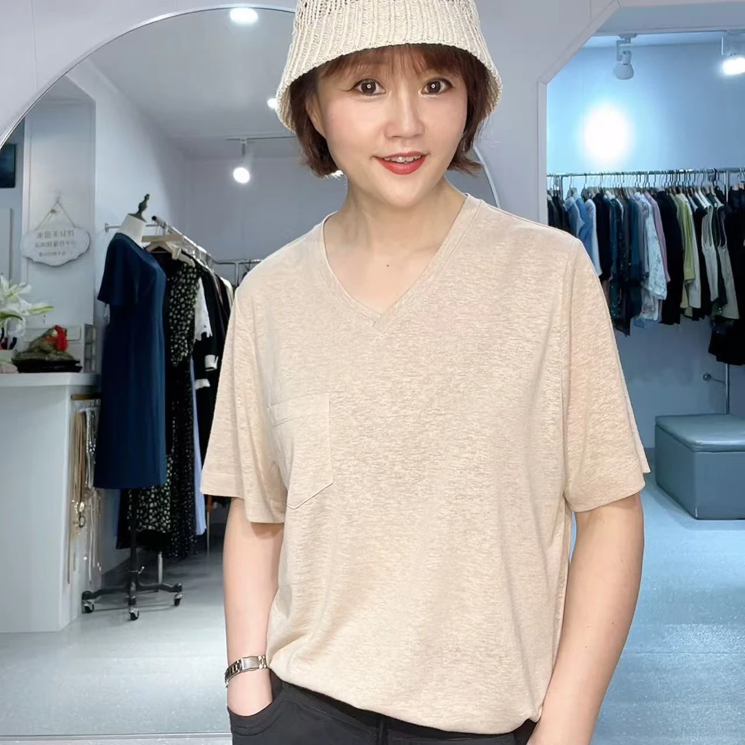 高端V领特垂凉快不沾身麻线卫衣