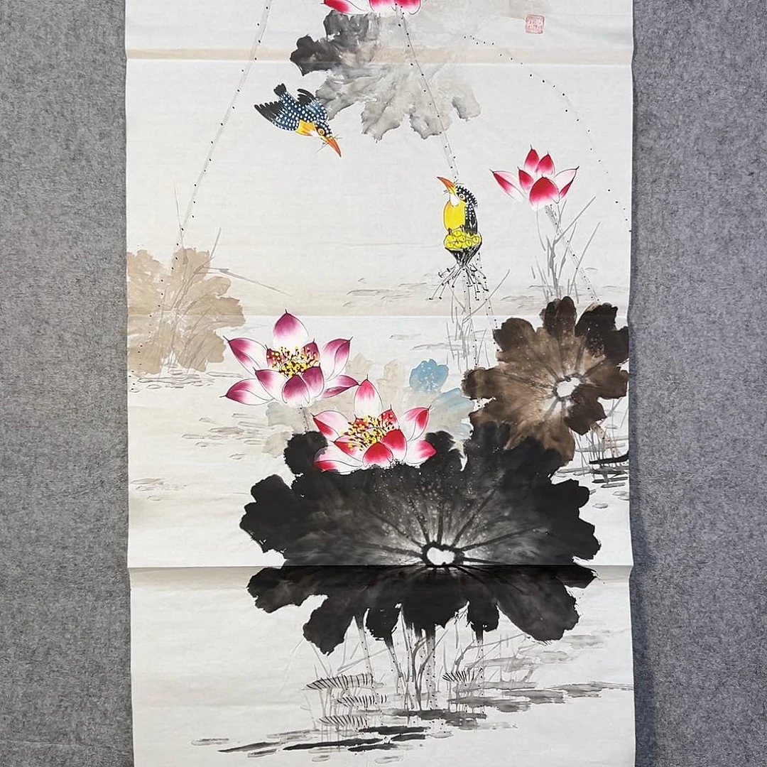 国画412 牡丹之花之叶的颜色与叶