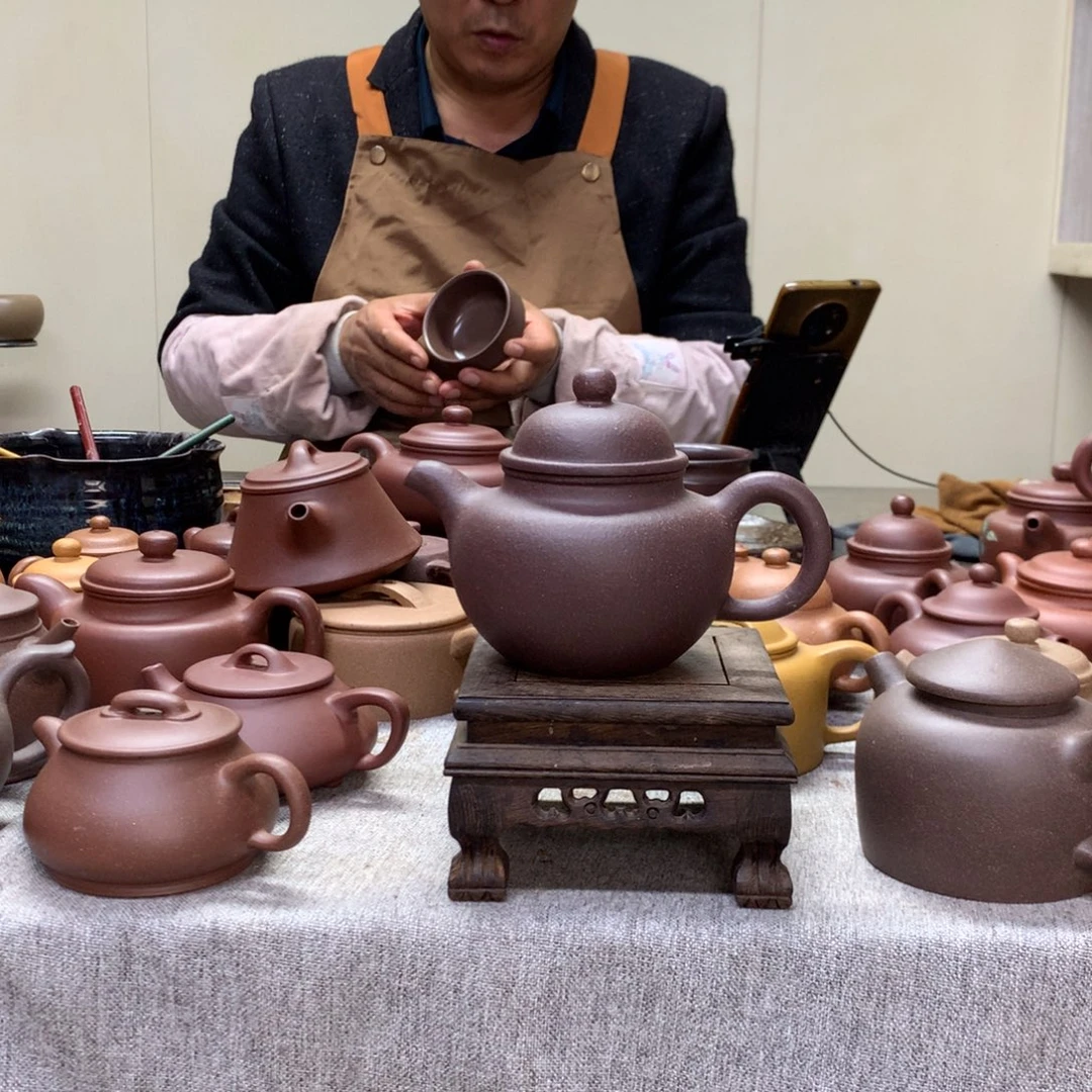 紫泥茶壶掇球300 C半手工制作