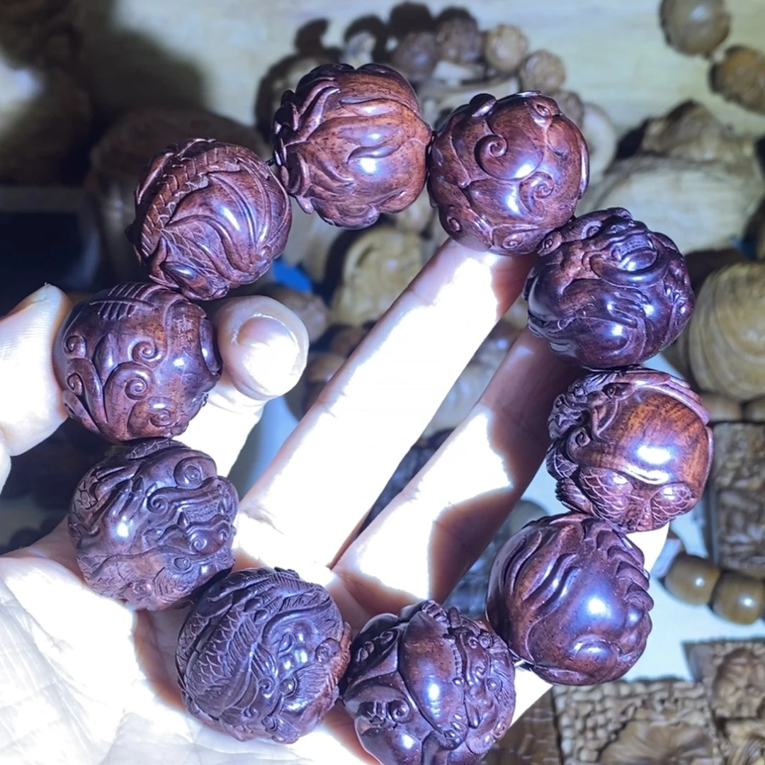 远***风手串/手链黄花梨/降香黄檀海南黄花梨华艺手工2.5龙生九子