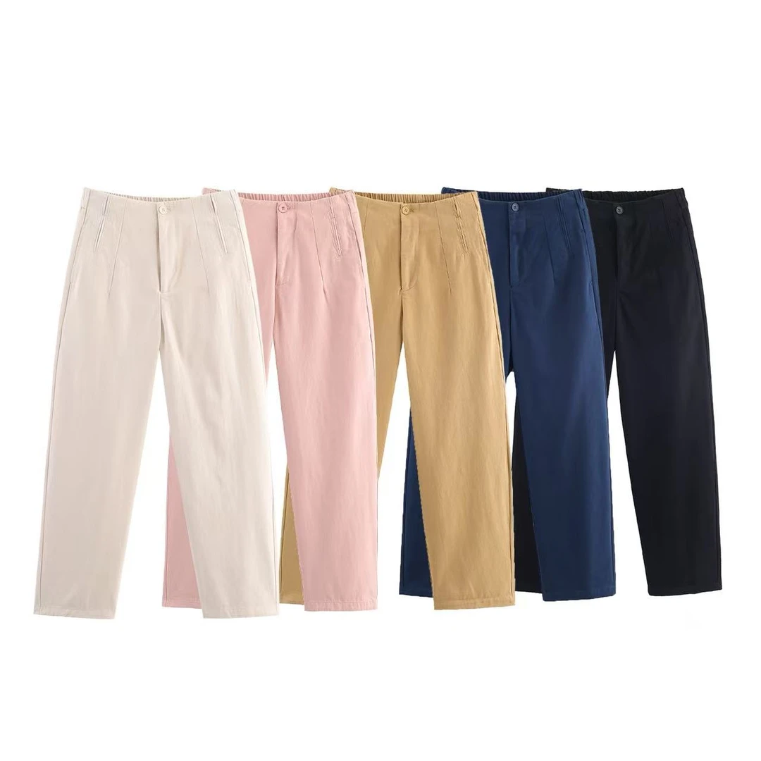 100%纯棉2025秋冬季新款斜纹纯棉重水洗不掉色弯刀裤休闲宽松女裤