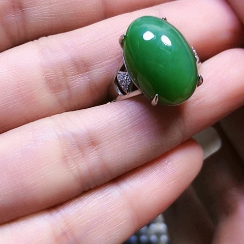 和田玉银S925镶嵌戒指