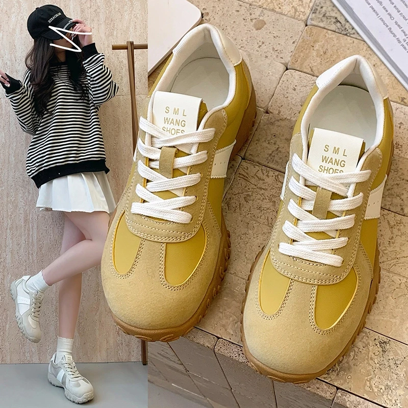 爆款德训鞋女款2025春季新款百搭休闲运动鞋厚底防滑轻便阿甘鞋女