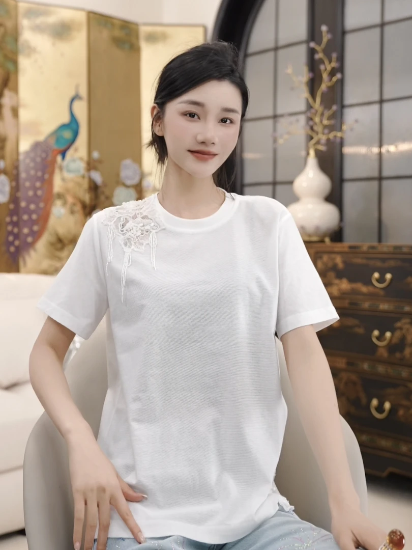 Betty Bairn【花朵T】新中式棉麻短袖上衣25B-BW10051