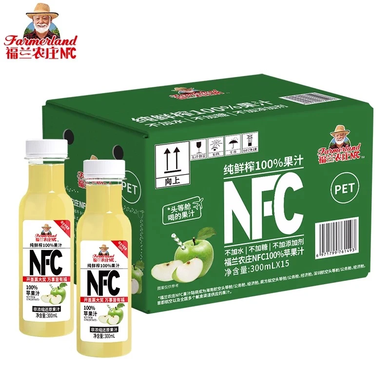 福兰农庄NFC纯果汁100%苹果汁300ml0添加饮品饮料