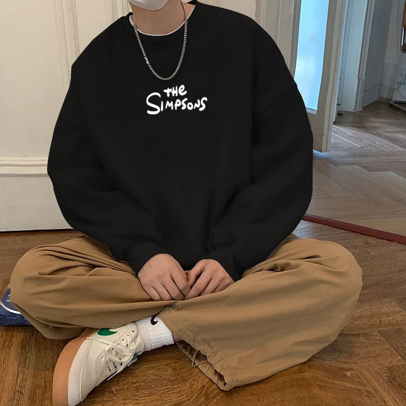 特大码300斤重磅卫衣男装秋冬款加绒圆领打底衫复古宽松长袖t恤春